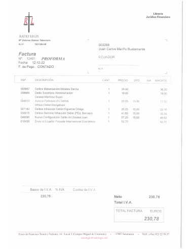 PAGO FACTURA PROFORMA  12491