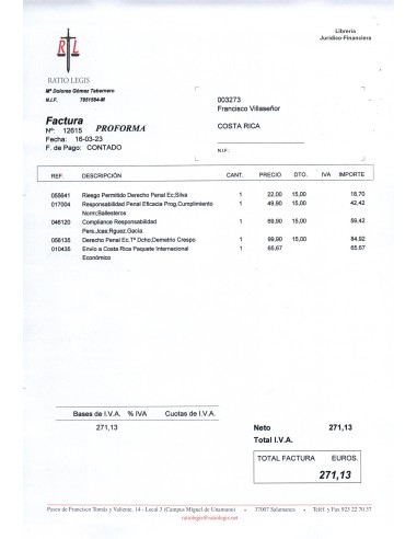 FACTURA PROFORMA 12615